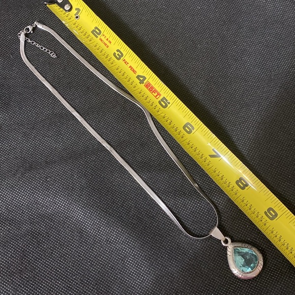 Vintage Sterling 925 silver & Aquamarine stone pendant with Necklace with bag - Picture 12 of 13